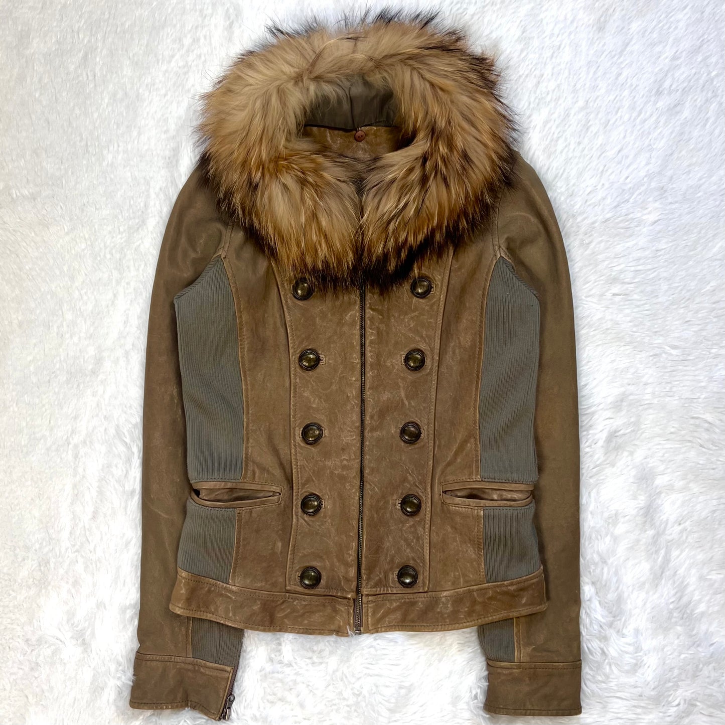 Sistematic Leather & Fur Military Jacket
