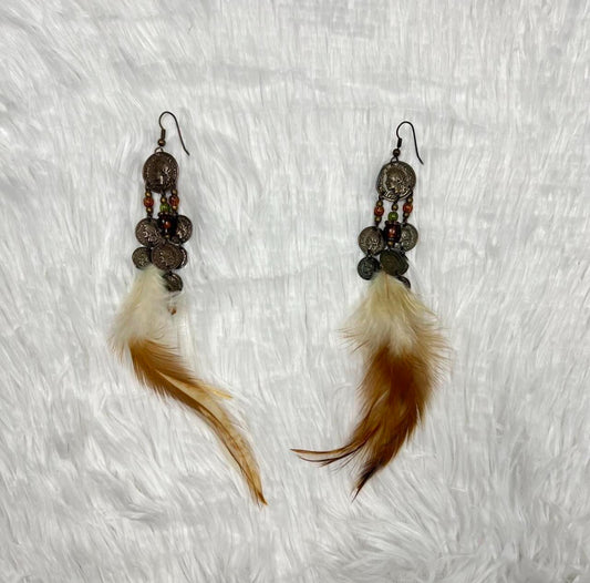 GOA Feather & Coin Earrings