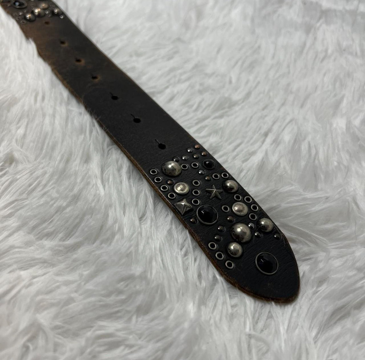 Diavlo Leather Studded Skull Belt