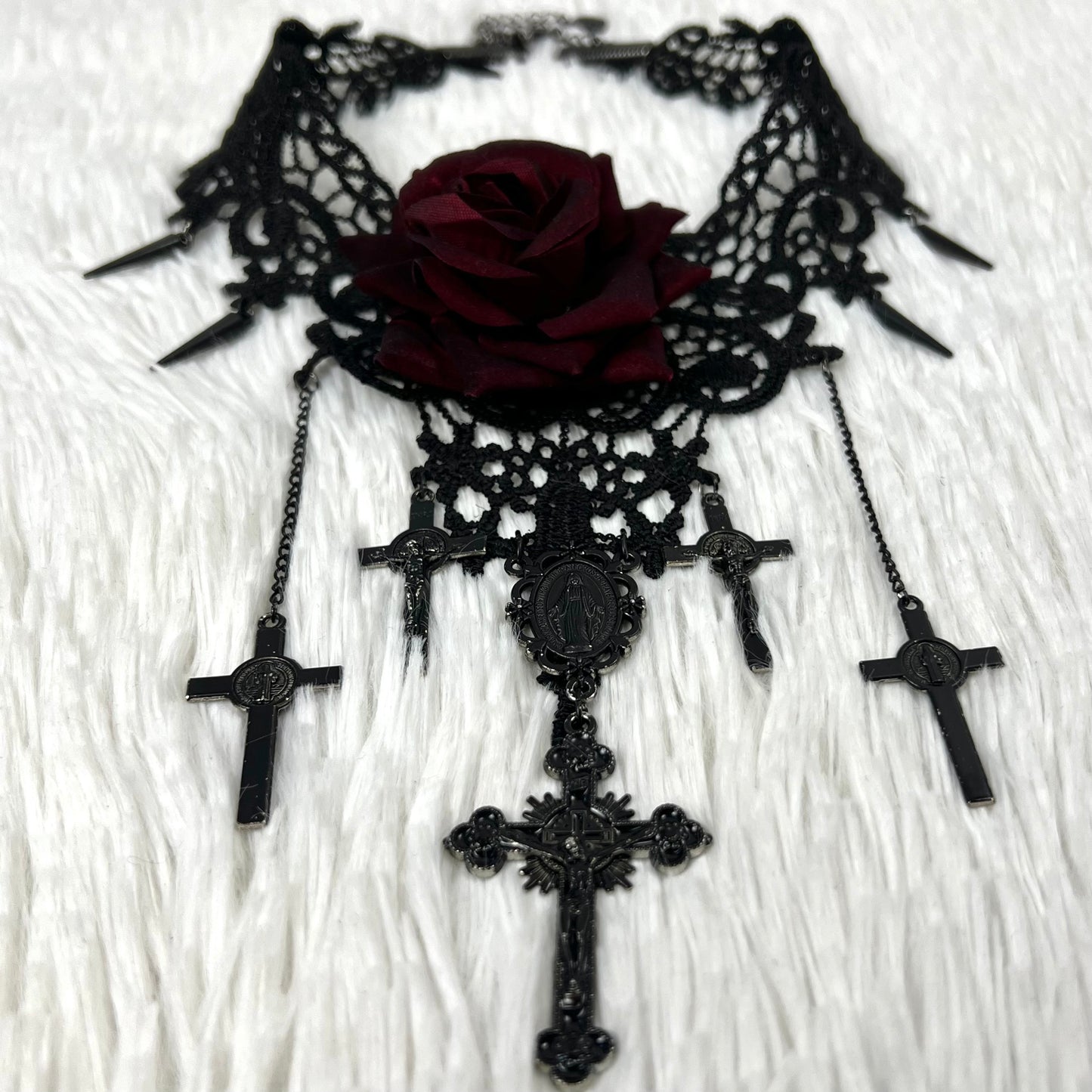 Jean Paul Gaultier 90’s 1/1 Staff Sample Crucifix Lace Necklace