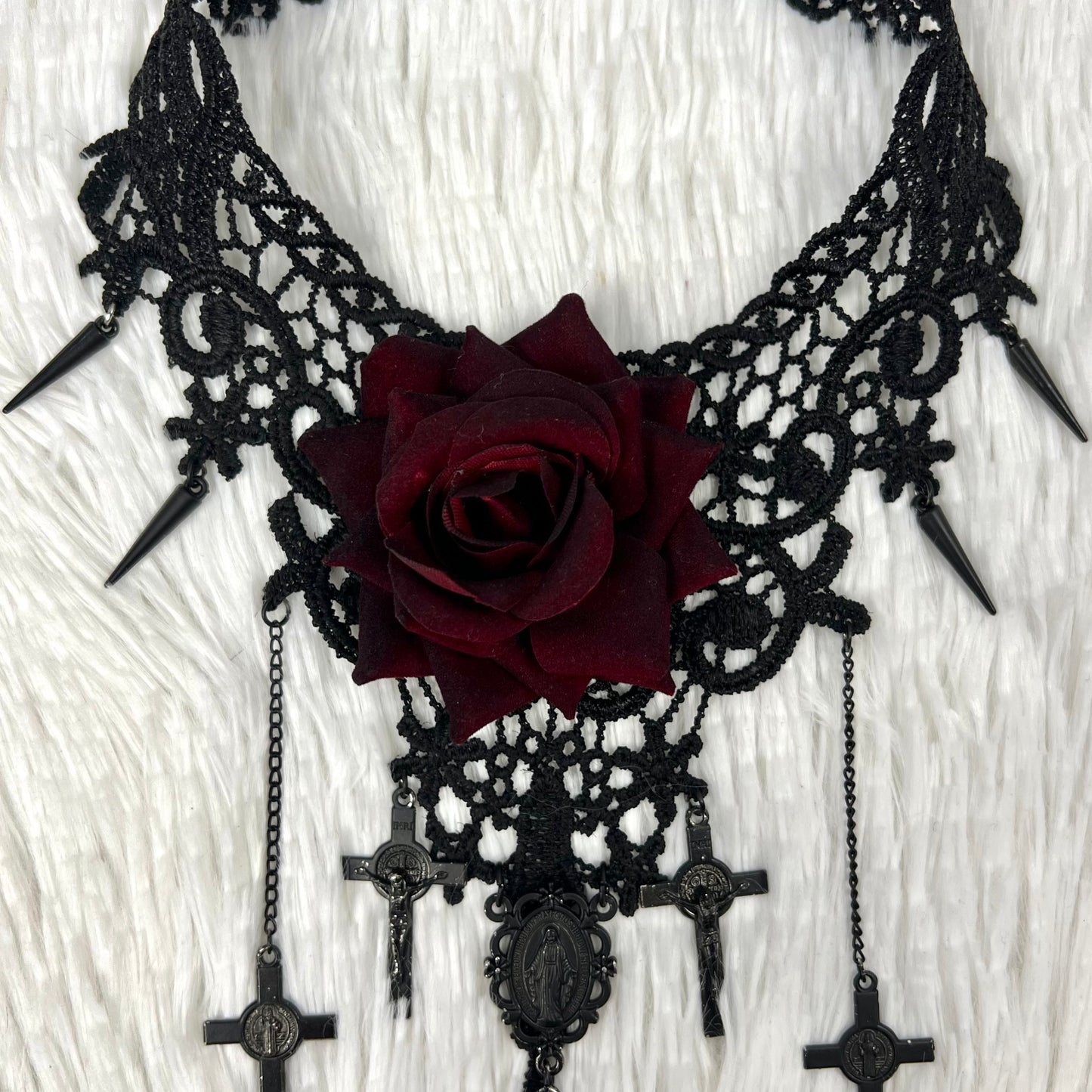 Jean Paul Gaultier 90’s 1/1 Staff Sample Crucifix Lace Necklace