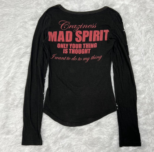 Gyaru Bold & Cursive Text Long Sleeve Shirt