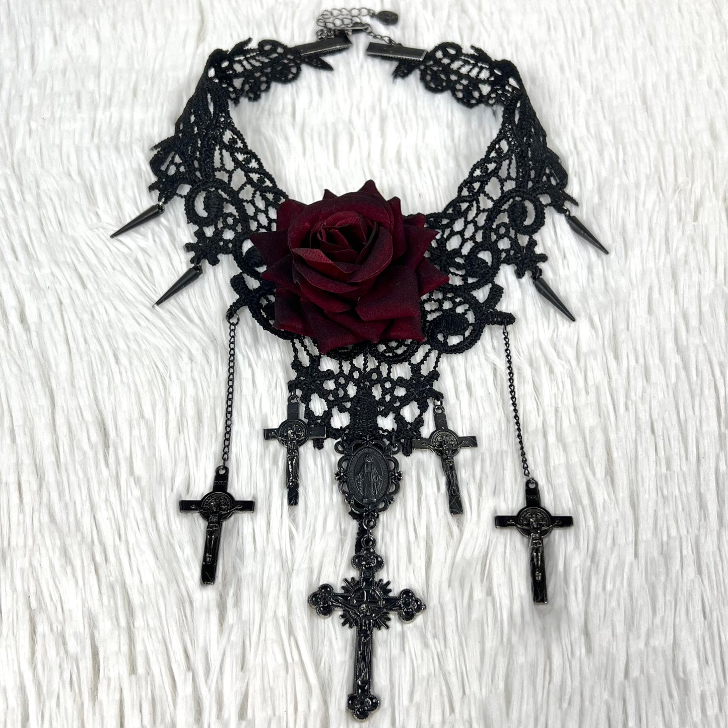 Jean Paul Gaultier 90’s 1/1 Staff Sample Crucifix Lace Necklace